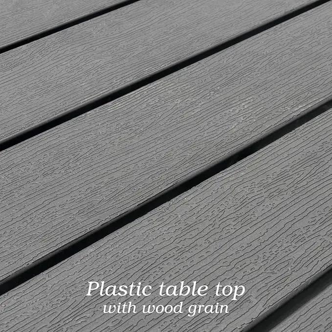 Outdoor Dining Table with 1.6" Umbrella Hole, Picnic Table Plastic Square Backyard Bistro Table Outdoor Dining Table for Garden, Poolside, Backyard, Black, 37x37inch by GreenHaven Gardens