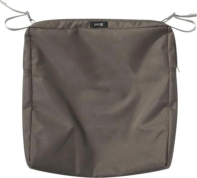 Classic Accessories Ravenna Water-Resistant 19 x 19 x 3 Inch Patio Seat Cushion, Dark Taupe, Chair Seat Cushion by GreenHaven Gardens
