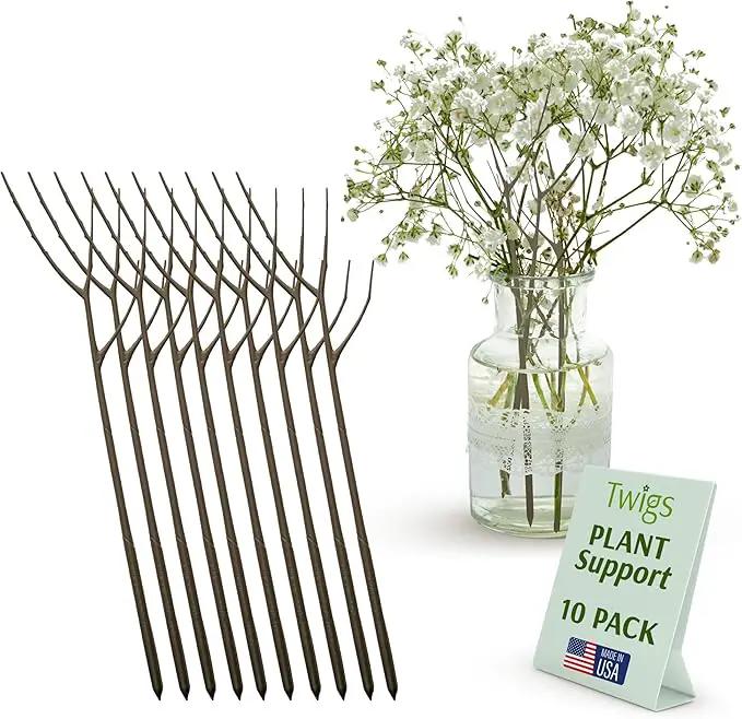 Plant Support Stakes, Stem Holder Structures for Indoor & Outdoor Use, Garden Accessories for Climbing & Potted Plants, Trellis Alternative - Moonstone, 10 Pack, 22" L, Original by GreenHaven Gardens