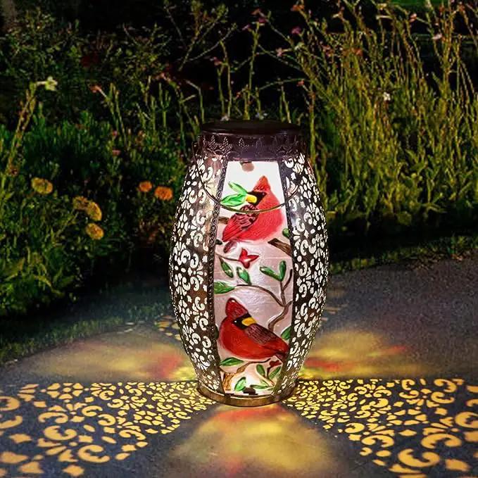 Outdoor Solar Lantern-Waterproof Hummingbird Hanging Metal Decorative Lights for Patio Table Garden Pathway Yard with Super Bright Warm White LED, Large Solar Panels, Auto On/Off Sensor by GreenHaven Gardens