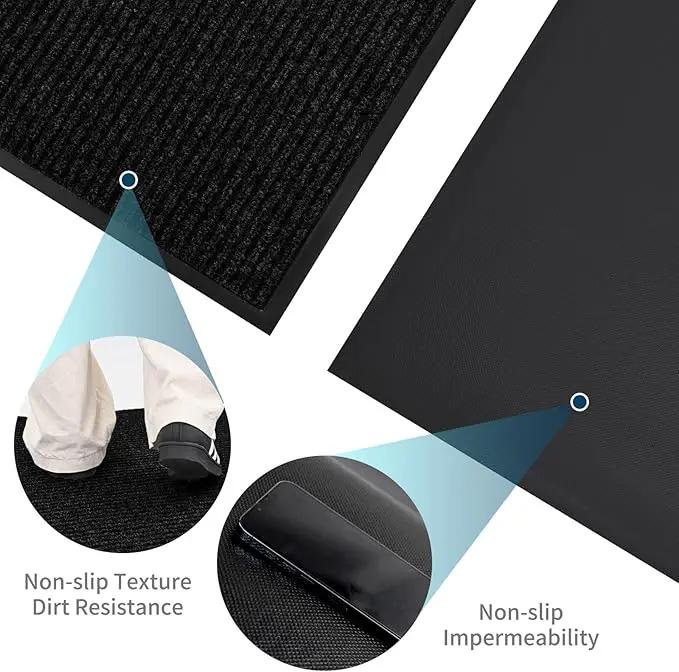 Rubber Door Mat About W3' ×L16' Heavy Duty Large Outdoor Indoor Mat Durable Entrance Doormat Waterproof Rubber Back Rugs for Home Entryway Patio Porch Office Business Areas (Black) by GreenHaven Gardens