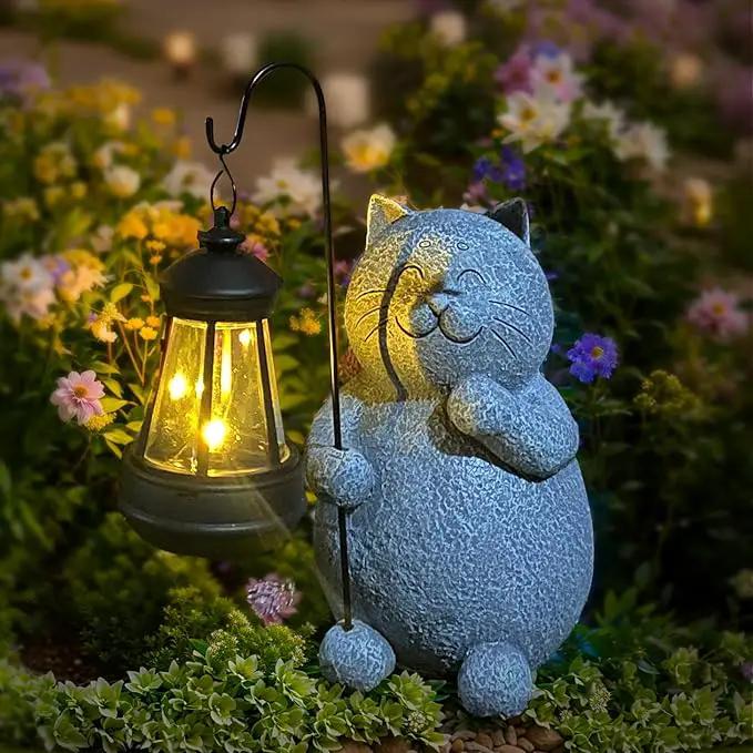 BIRD'S CRADLE Blissful Cat Solar Garden Statue - Outdoor Art Decor, Cat Lovers Themed Gift, Unique Patio, Balcony, Yard, Birthday, Housewarming Gardening Figurine Gifts for Mom, Grandma, Wife, Women by GreenHaven Gardens
