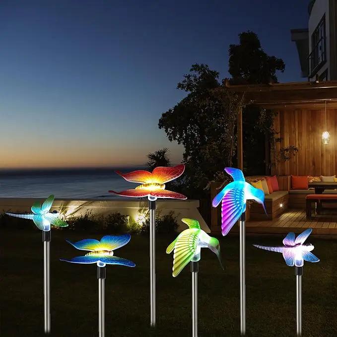 Solar Outdoor Lights with Hummingbird Butterfly Insect Garden Gifts Decor,Solar Garden Stakes Lights for Pathway, Lawn, Patio, Driveway by GreenHaven Gardens