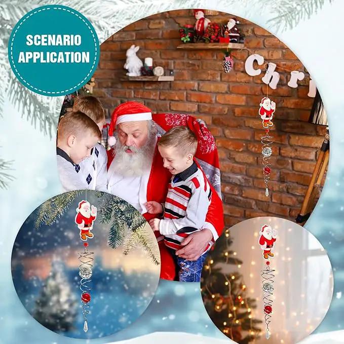 FONMY Santa Claus Gazing Ball Spiral Decorative Wind Spinner Sun Catcher Rainbow Maker Silver Spiral W/ K9 Crystal Ball Christmas Tree Hanging Ornament Indoor Outdoor Garden Decor. 22 in by GreenHaven Gardens