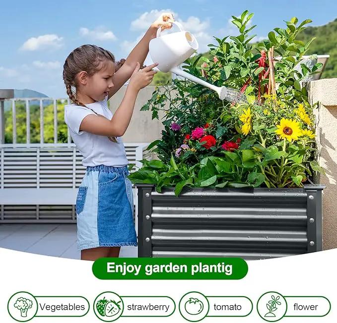 Land Guard Galvanized Raised Garden Bed with Legs, 48×24×32in Large Metal Elevated Raised Planter Box with Drainage Holes for Backyard, Patio, Balcony, 400lb Capacity(Grey)…… by GreenHaven Gardens