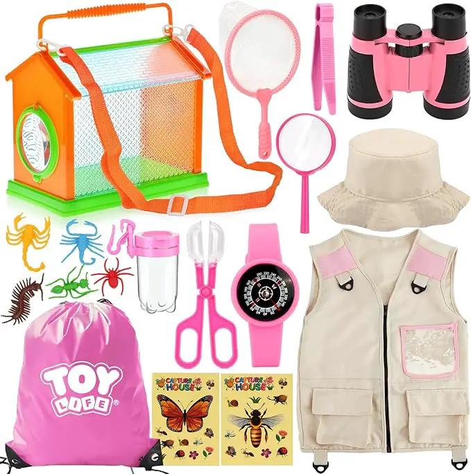 TOY Life Kids Explorer Kit with Bug Catcher for Kids, Bug Catching Kit with Bug Toys, Kid Safari Vest & Hat, Compass, Binoculars, Magnifying Glass, Educational Outdoor Toys Kid Adventure Kit by GreenHaven Gardens