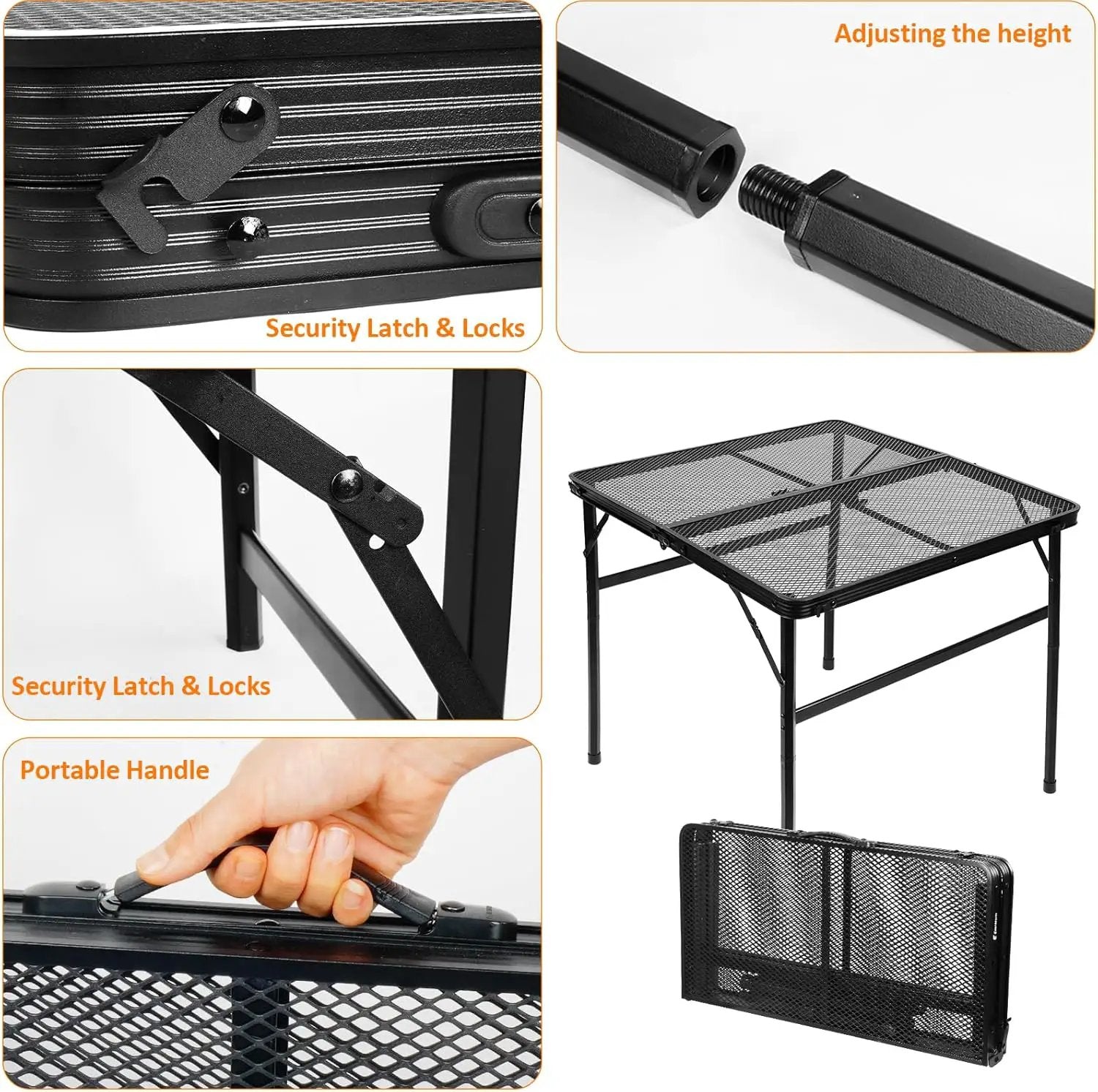 Square Folding Table, Easy for Storage, Compact and Portable Picnic Table for Grill, Outdoor Camping, Garden, Patio, Dining, BBQ, Party, Market and Card Table, 27.2 L×27.2W inches by GreenHaven Gardens