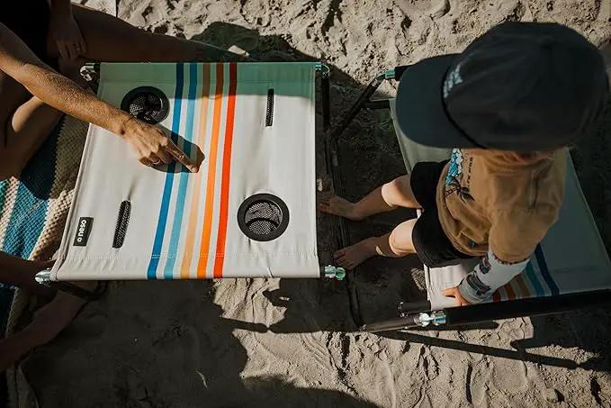 Neso Portable Beach Table with Cup Holders, Cell Phone Pockets, Lightweight for Picnics and Parks (Rainbow) by GreenHaven Gardens