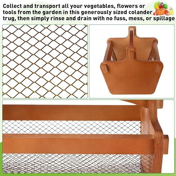 Garden Harvest Basket Mesh Storage with Handle Versatile Gardening Fruits Vegetables Gathering Basket Garden Supply Gardener Gift Spring for Washing Holding(Brown,13.4in) by GreenHaven Gardens