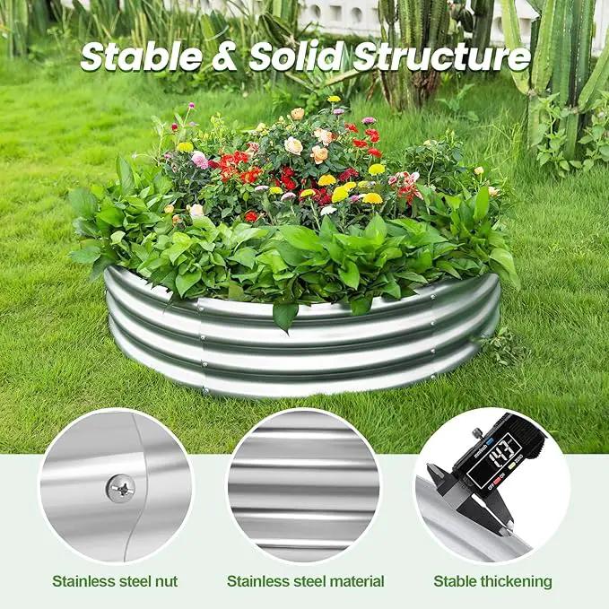 Land Guard Galvanized Raised Garden Bed Kit, Galvanized Planter Raised Garden Boxes Outdoor, Round Large Metal Raised Garden Beds for Vegetables …… by GreenHaven Gardens