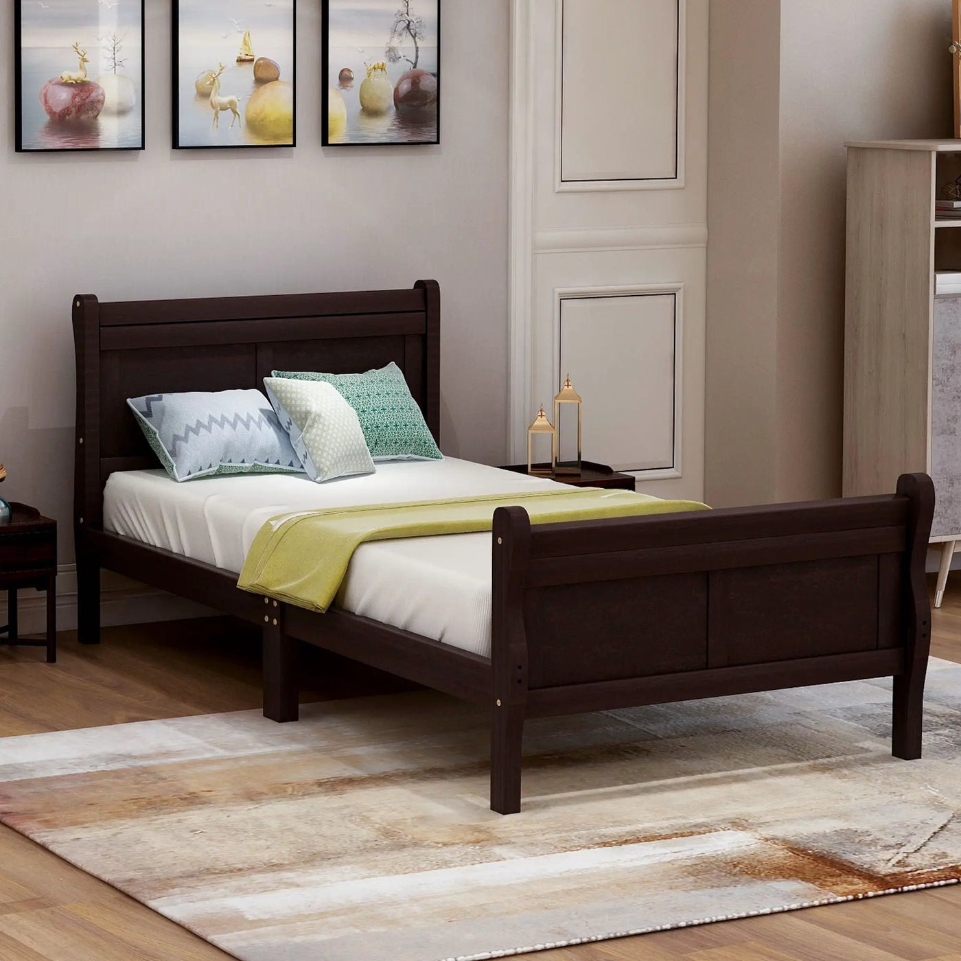 Platform Bed Frame Mattress Foundation Sleigh Bed With Headboard / Footboard / Wood Slat Suppor by Unique Piece Furniture