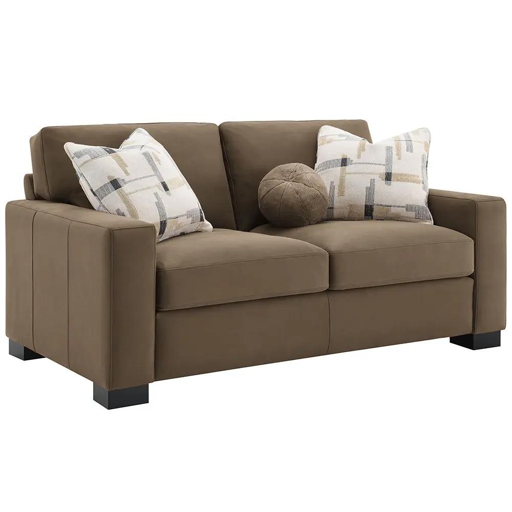 Darya - Loveseat With 3 Pillows - Brown Suede Fabric by Unique Piece Furniture