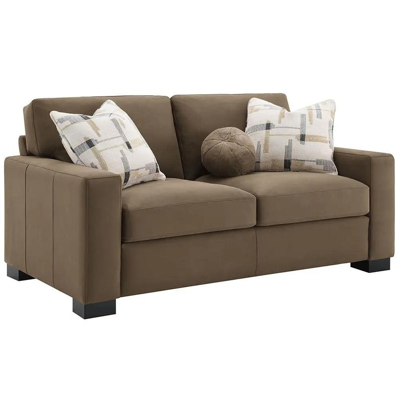 Darya - Loveseat With 3 Pillows - Brown Suede Fabric by Unique Piece Furniture