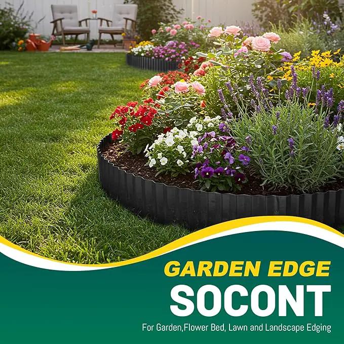 Corrugated Metal Garden Edging, 8"×20Ft Durable Landscape Border for Garden, Lawn, Flower Beds and Paver Edging (Black) by GreenHaven Gardens