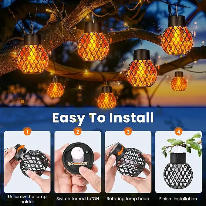 GIGALUMI Solar Lights Outdoor Waterproof,8 Pack Solar Hanging Lights with Flickering Flame,Outdoor Solar Lights for Yard,Patio,Tree,Camping,Christmas Decoration,New Upgraded Larger Lanterns by GreenHaven Gardens