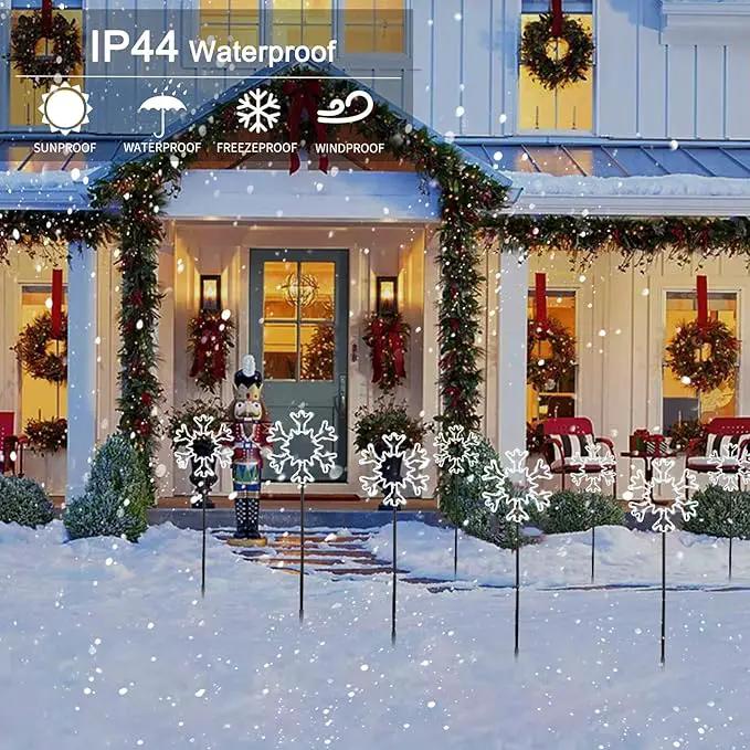 Snowflake Lights Outdoor, 5 Large Snowflake Christmas Pathway Lights Outdoor Christmas Decorations Yard Sidewalk Walkway Driveway Marker Stake, White by GreenHaven Gardens