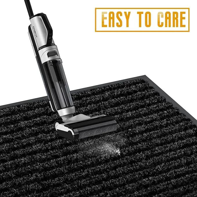 fani Heavy Duty Large Outdoor Indoor Entrance Black Doormat Waterproof Low Profile Entrance Rug Front Door Mat Patio Anti-Skid Rubber Back, 35x72 inch (Black) by GreenHaven Gardens