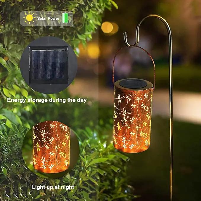 4 Pack Solar Lanterns Outdoor Hanging Lantern Lights, Dragonfly Hollowed-Out Metal Decor Lantern, Waterproof LED Decorative Garden Light - Delicate Garden Decoration for Patio, Yard by GreenHaven Gardens