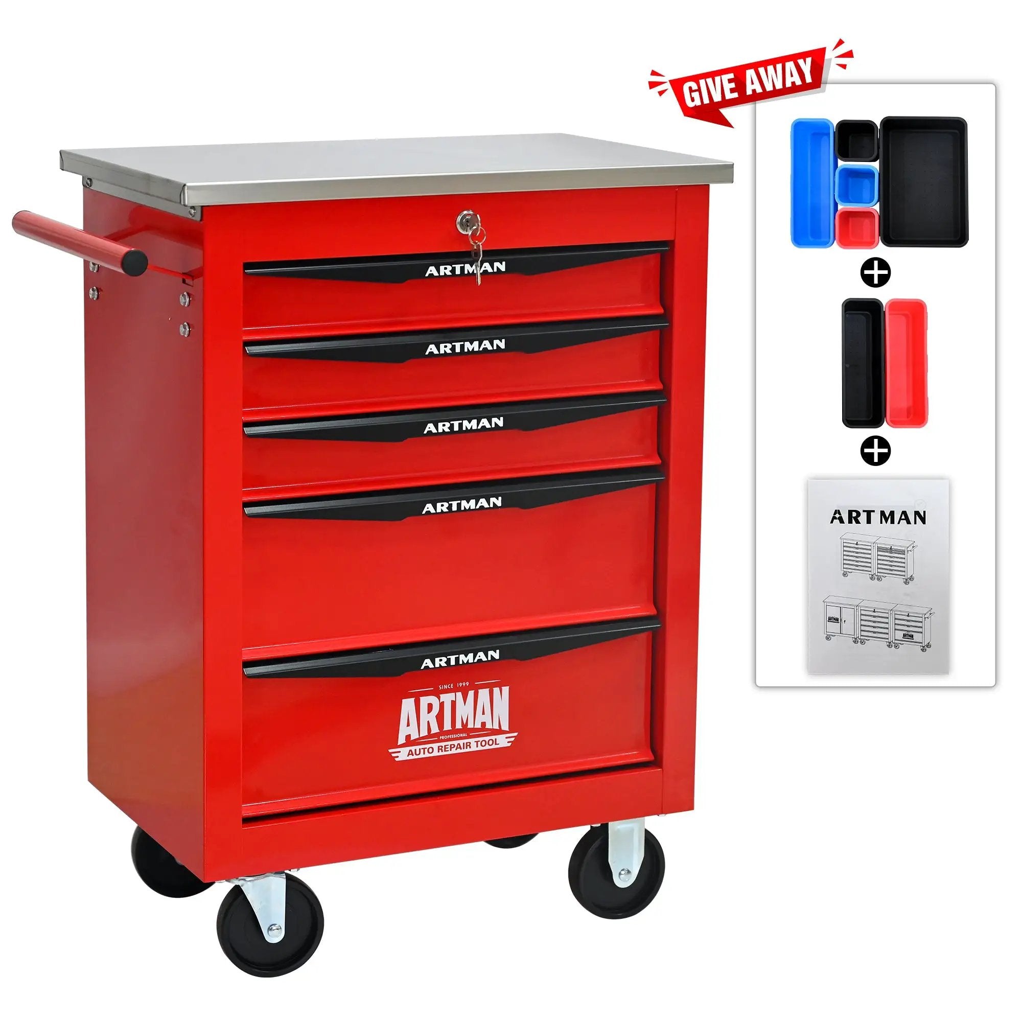 5 Drawers Multifunctional Tool Cart with Wheels by HouseOfZazla