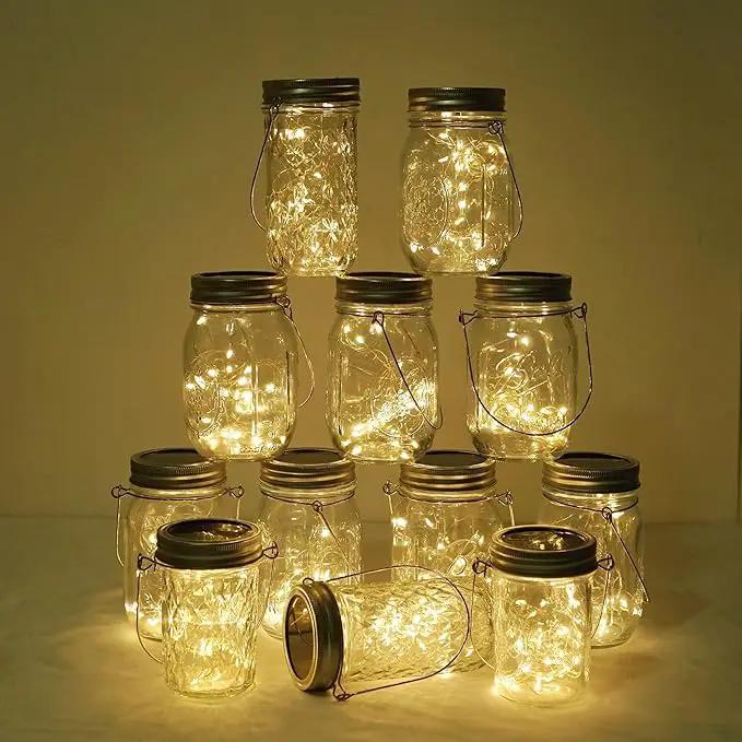 Decorman Solar Mason Jar Lights, 12 Pack 30 LED Fairy Star Firefly String Lids Lights with 12 Hangers for Patio Yard Garden Party Wedding Christmas Decoration(Jars Not Included) by GreenHaven Gardens