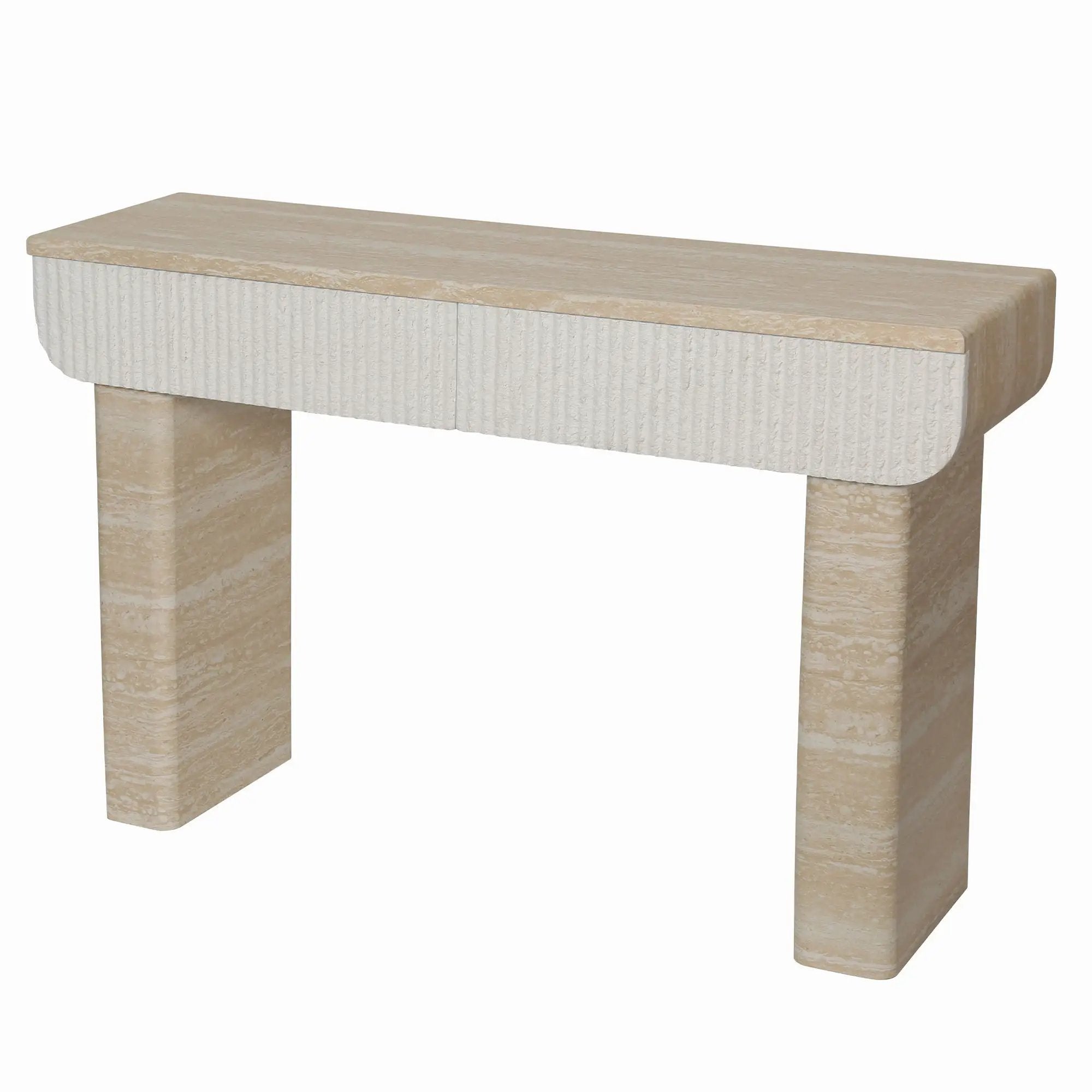Entryway Table With 2 Hidden Handle Drawers For Entrance - Beige / Yellow by HouseOfZazla