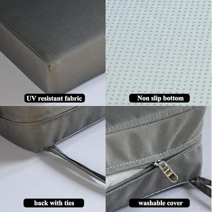 Patio Chair Cushions Set of 2 Non Slip Bottom Chair Pad with Ties Waterproof Square Outdoor Seat Cushion Replacement for Garden Swing Furniture 20x20 Inch, Gray by GreenHaven Gardens