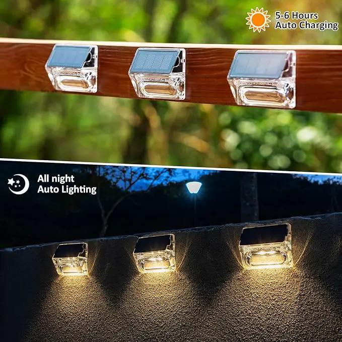 Solar Outdoor Lights 8 Pack, Solar Fence Deck Lights, Waterproof Powered Outside Lighting for Step Railing Wall Pool Stair Yard Garden Patio Pool Decorations by GreenHaven Gardens