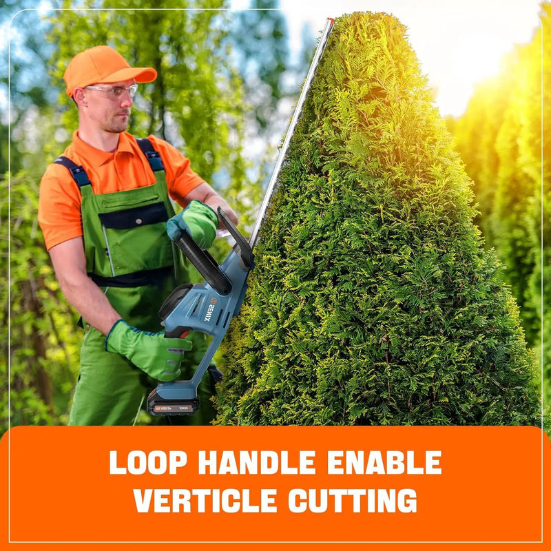 SENIX X2 20 Volt Max* 18-Inch Battery Powered Cordless Hedge Trimmer, Brushless Motor, Double-Sided Dual Action Blades, 3/4" Cutting Capacity, Includes Blade Cover, 2.5 Ah Battery & Charger (HTX2-M) by GreenHaven Gardens