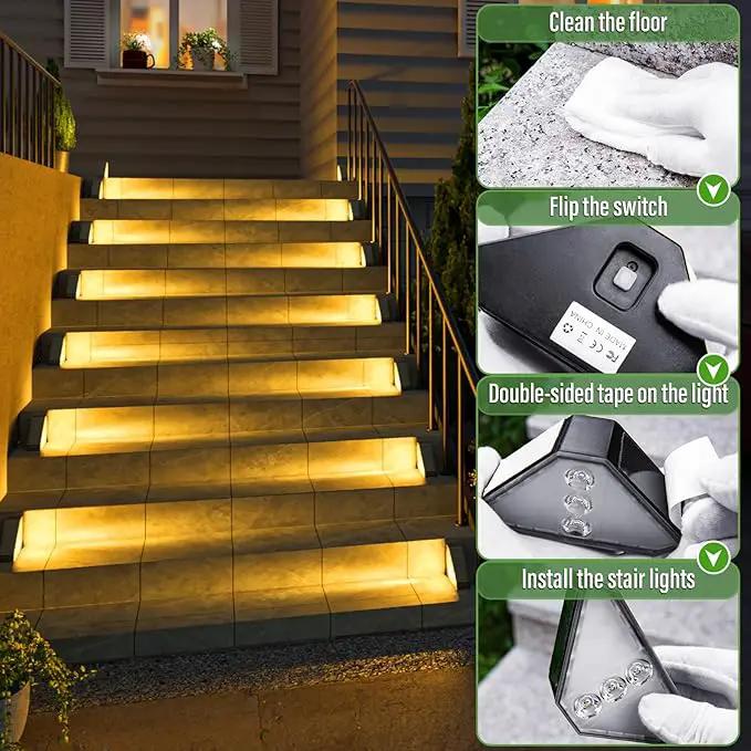 JSOT Solar Step Stair Lights Outdoor Yard Decor 12 Pack, IP65 Waterproof Deck Lighting for Outside Solar Powered, Solar Garden Light Decor for Fence, Backyard, Front Porch Step, Balcony, Wall, Patio by GreenHaven Gardens