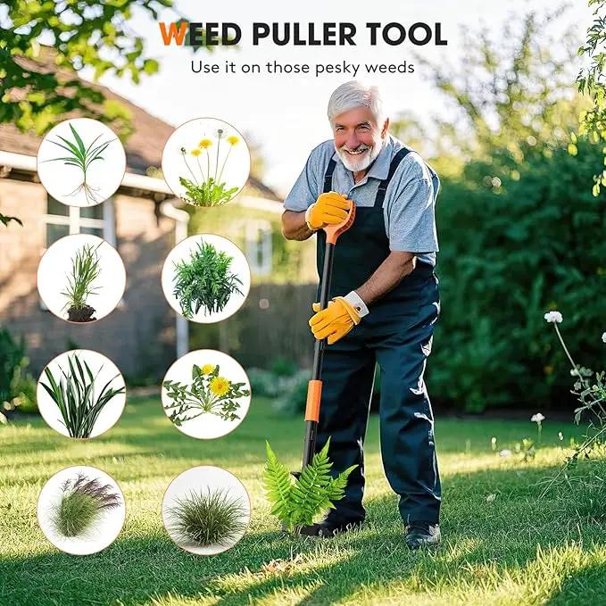 4-Claw Weed Puller Tool, 42" Stand Up Gardening Hand Weeding Tool, Upgraded Iron Claw Garden Weeder with D-Handle, Root Weeder Tool with Weed-Eject Design - Standing up Mowing is Easier by GreenHaven Gardens