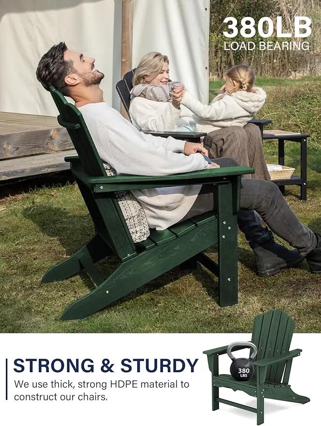 KINGYES HDPE Adirondack Chair Set of 6, Classic All-Weather Adirondack Chair, Green by GreenHaven Gardens