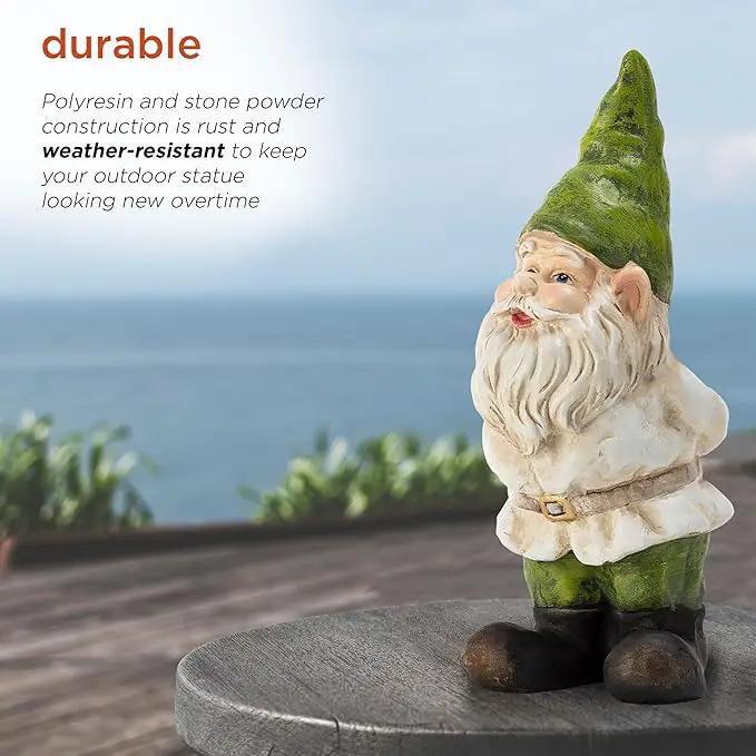 Alpine Corporation 12" Tall Traditional Outdoor Garden Gnome Yard Statue Decoration by GreenHaven Gardens