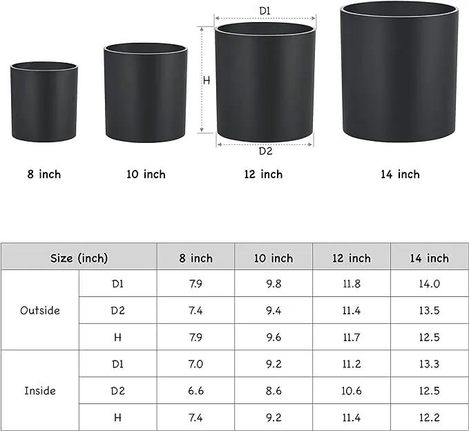 FaithLand Plant Pot 8 inch - Perfectly Fits Mid-Century Modern Plant Stand - Drainage Plug - Matte Black by GreenHaven Gardens