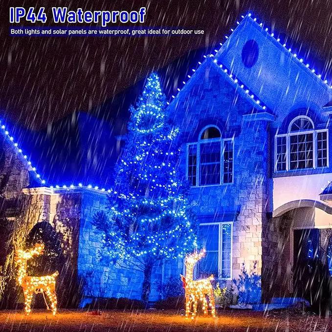 JMEXSUSS 2 Pack Blue Solar String Lights Outdoor Waterproof, Each 33ft 100 LED Solar Fairy Lights, 8 Modes Copper Wire Mini Christmas Light for Outside Patio Garden Tree Christmas Decorations by GreenHaven Gardens