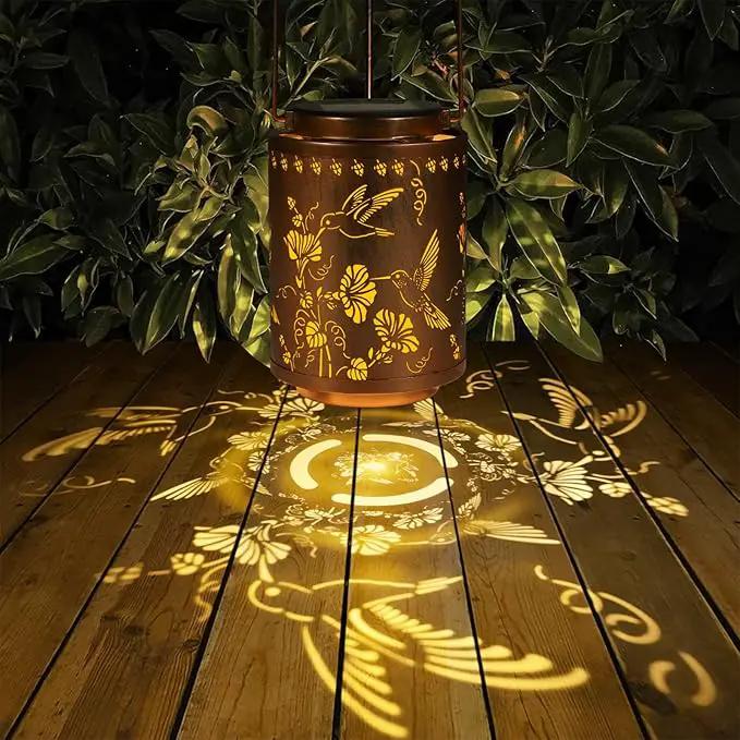 Solar Lanterns Outdoor Waterproof Mushroom Butterfly Garden Decor Gifts for Women Mon Grandma Metal Hanging Solar Lights Decoration for Outside LED Lanterns for Yard Patio Lawn Pathway（Hummingbirds） by GreenHaven Gardens