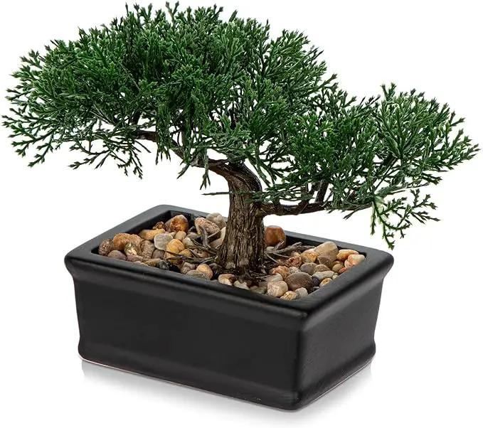Artificial Bonsai Tree Juniper Faux Plants Indoor Fake Plants Decor with Ceramic Pots for Home Table Office Desk Bathroom Shelf Bedroom Living Room Farmhouse Decoration by GreenHaven Gardens