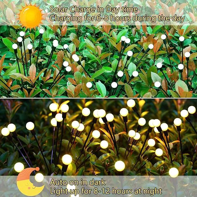 Solar Firefly Lights Outdoor, 8 Pack 96 LED Waterproof, Sway by Wind, Swaying Light for Yard Patio Backyard Garden Planter Flower Bed Pathway Outdoor Decoration (Warm White) by GreenHaven Gardens