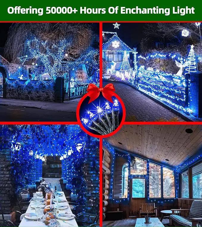 1500 LED 492ft Outdoor Christmas Lights Decorations, Green Wire LED String Lights with Timer Memory, Twinkle Lighs for Indoor Outdoor Party, Tree Wedding, Garden, Patio (Blue) by GreenHaven Gardens
