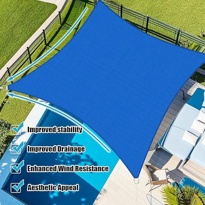 Amagenix Sun Shade Sail 20'X24' Curved Edge Outdoor Shade Canopy Blue Breathable 95% UV Block Shade Cloth for Patio Garden Backyard (We Make Custom Size) by GreenHaven Gardens