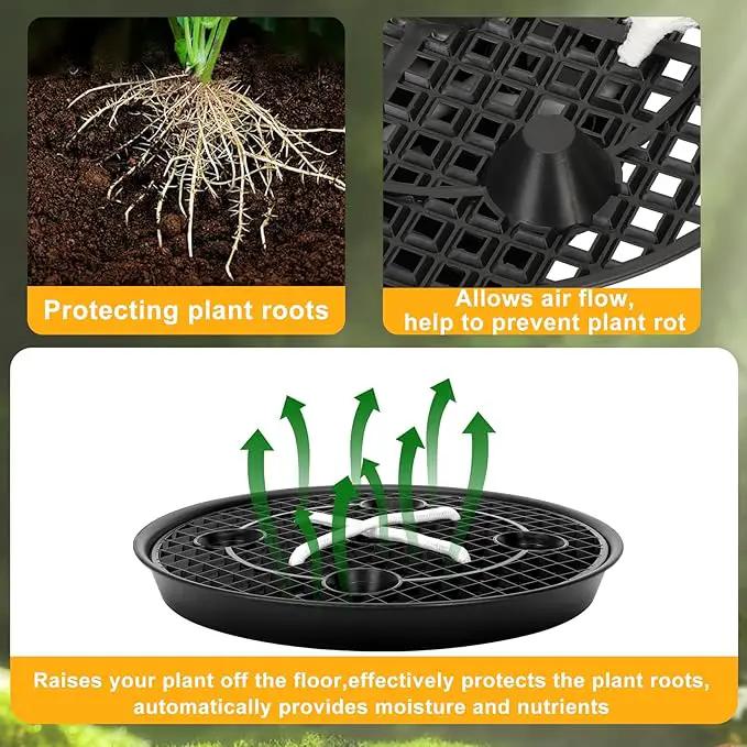 4-Pack Self-Watering Fabric Pot Base, Auto-Irrigation Water Delivery System for Plant Growth Bags, Automatic Watering Plant Saucer for Fabric Planters by GreenHaven Gardens