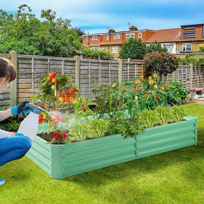 Land Guard 6×3×1ft Galvanized Metal Raised Garden Bed, Metal Planter Kit Box Outdoor for Deep-Rooted Vegetables, Flowers, Green and Herbs (Lime Green)… by GreenHaven Gardens