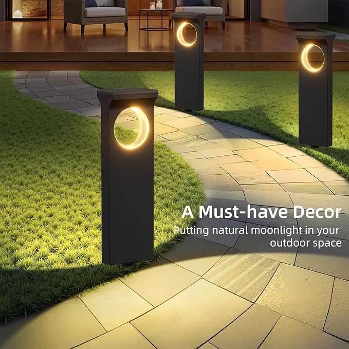 Solar Pathway Lights Outdoor, 2 Pack Upgraded Moon Shaped Landscape Lights - Brighter & Waterproof Solar Powered Decor for Yard, Garden, Path, Walkway, and Outdoor Decoration by GreenHaven Gardens