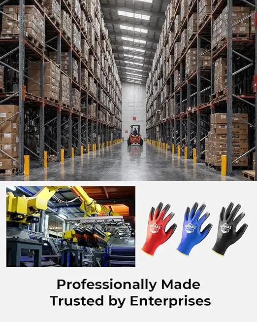 OKIAAS Men's Lightweight Construction Gloves with Grip, 12 Pairs, Red, Small by GreenHaven Gardens