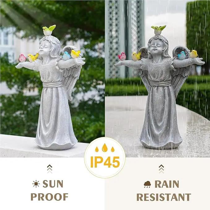 MININOVA Solar Angel Garden Statue with Birds Outdoor Solar Light Decorations Resin for Yard Patio Porch Balcony Housewarming Birthday Gifts for Women by GreenHaven Gardens