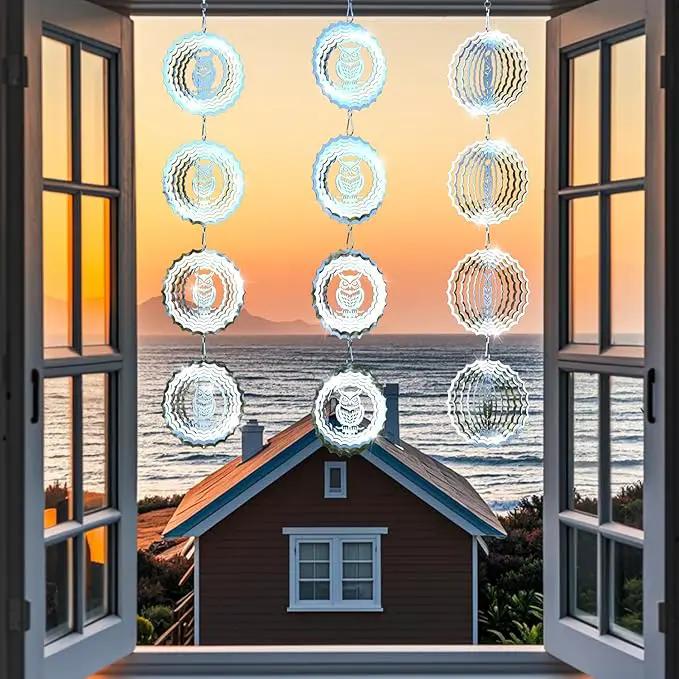 Bird Deterrents for Outside Owl Bird Scare Discs 3D Shiny Helix Wind Spinners, Reflective Bird Reflector & Stainless Steel Outdoor Garden Décor Sculpture Ornaments, Scare Birds Away from Yard Patio by GreenHaven Gardens