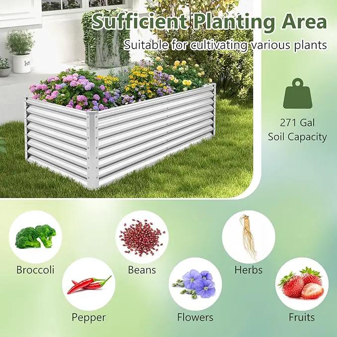 Giantex 6x3x2ft Raised Garden Bed, Large Metal Elevated Rectangular Planter Bed, 271 Gallon Capacity, Outdoor Planting Garden Box for Vegetable Flower Herb Grow (Silver) by GreenHaven Gardens