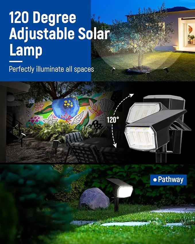 Solar Spot Lights Outdoor 63 LED 3 Lighting,Waterproof IP65 Modes Spotlights for Outside House Yard Garden Landscape Lights 3 Pack (Natural Lihgt) by GreenHaven Gardens