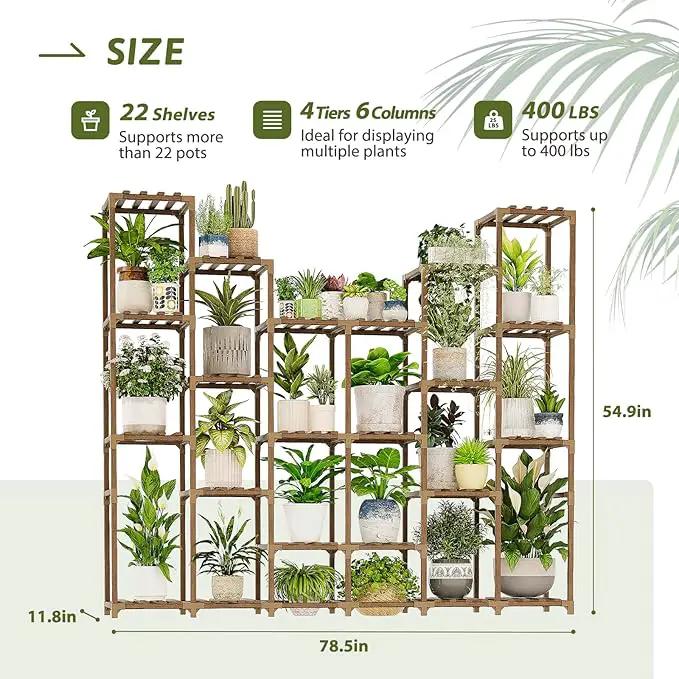 22 Tiers Plant Shelf for Plants Large Indoor Plant Stand Plant Rack Extra Large Wood Plant Stands for Hanging Plant Holder for Patio Balcony Garden by GreenHaven Gardens