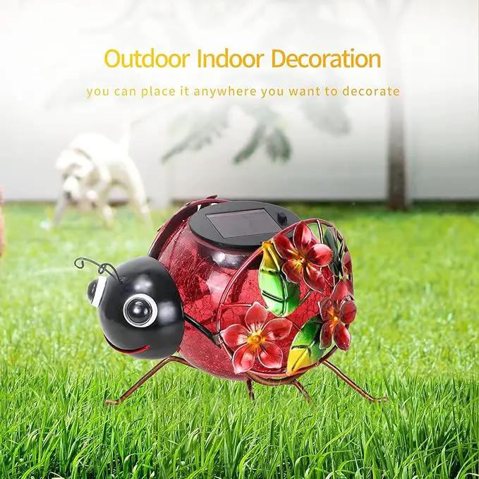 MUMTOP Solar Lantern, Waterproof LED Solar Lights Outdoor Ladybug Decorative Tabletop Lanterns for Patio Garden Table Decor by GreenHaven Gardens
