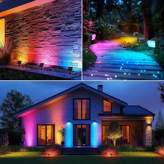 Consciot Solar Spot Lights Outdoor, 30 LEDs Waterproof Color Changing Solar Lights, 2 in 1 Adjustable Wall Lights, 10 Colors, D2D Modes Solar Landscape Spotlights for Garden Yard Walkway, 2 Pack by GreenHaven Gardens